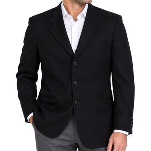Mani Black Pure Virgin Wool 3-Button Blazer Men's 44L